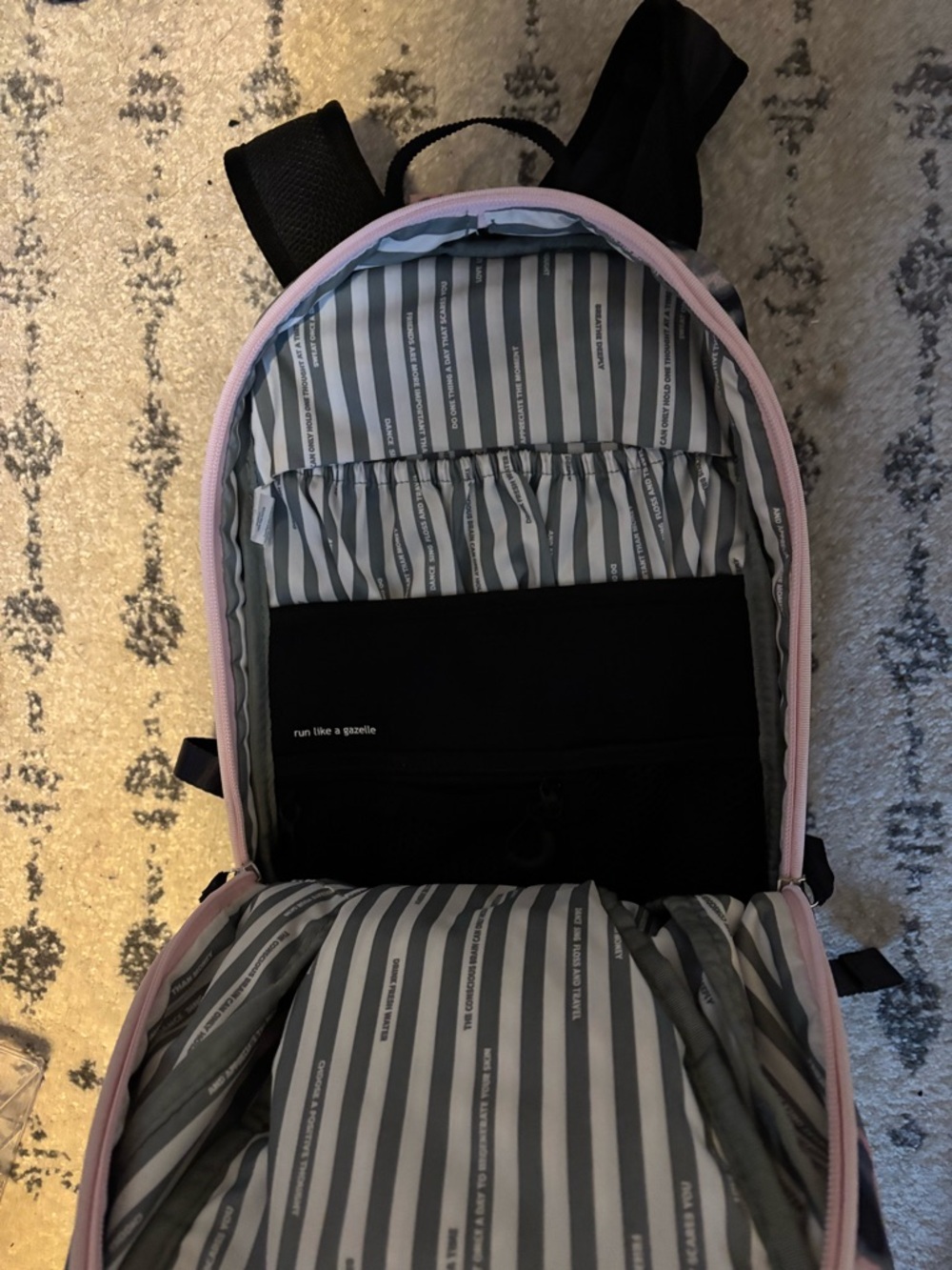 Lululemon Pink & Black Camouflage Backpack with rose gold hardware - Picture 3 of 3